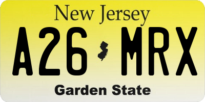 NJ license plate A26MRX