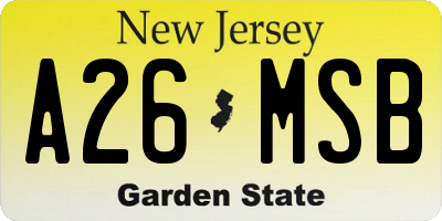 NJ license plate A26MSB