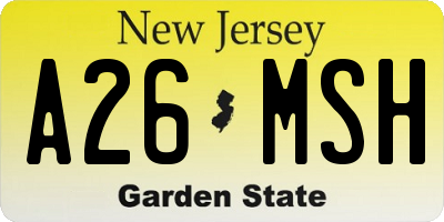 NJ license plate A26MSH