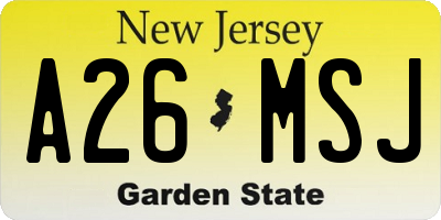 NJ license plate A26MSJ