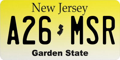 NJ license plate A26MSR