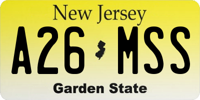 NJ license plate A26MSS