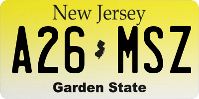 NJ license plate A26MSZ