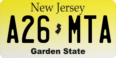 NJ license plate A26MTA