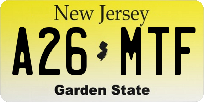NJ license plate A26MTF