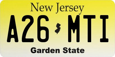 NJ license plate A26MTI