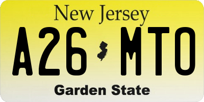 NJ license plate A26MTO