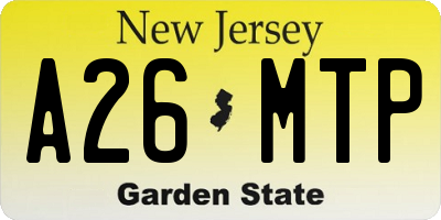 NJ license plate A26MTP