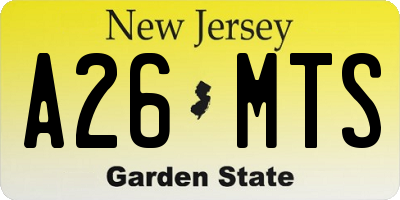 NJ license plate A26MTS