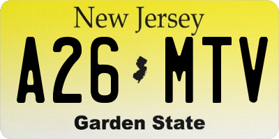 NJ license plate A26MTV
