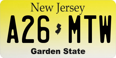 NJ license plate A26MTW