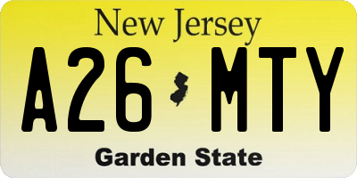 NJ license plate A26MTY