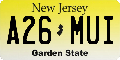 NJ license plate A26MUI