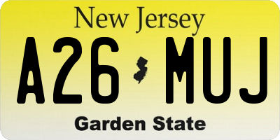 NJ license plate A26MUJ