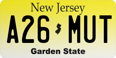 NJ license plate A26MUT