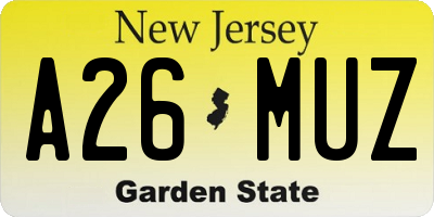 NJ license plate A26MUZ