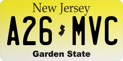 NJ license plate A26MVC