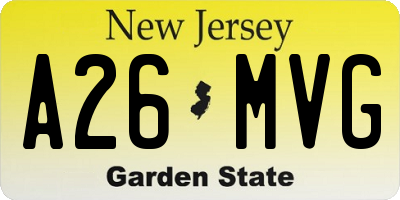 NJ license plate A26MVG
