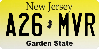 NJ license plate A26MVR