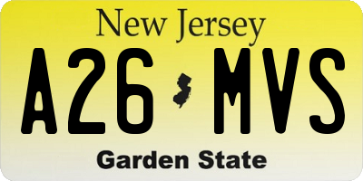 NJ license plate A26MVS