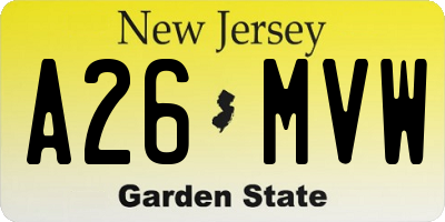 NJ license plate A26MVW