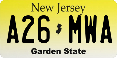 NJ license plate A26MWA