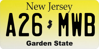 NJ license plate A26MWB