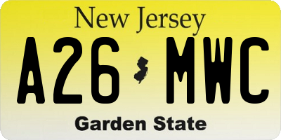 NJ license plate A26MWC