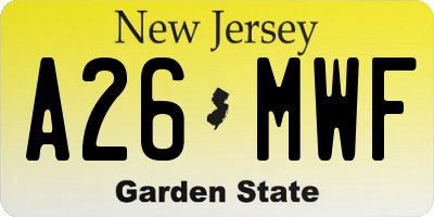 NJ license plate A26MWF