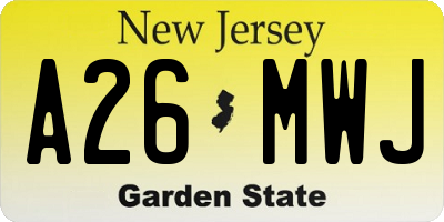 NJ license plate A26MWJ