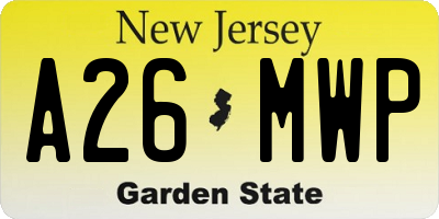 NJ license plate A26MWP