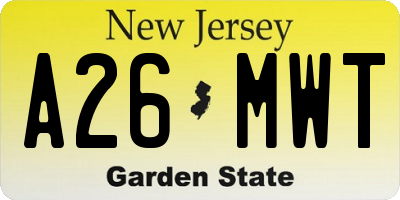 NJ license plate A26MWT