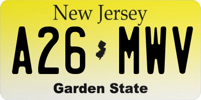 NJ license plate A26MWV