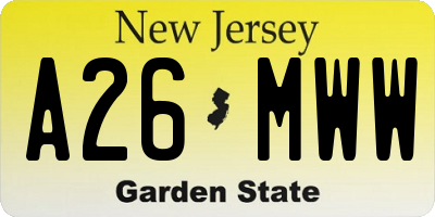 NJ license plate A26MWW