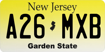 NJ license plate A26MXB