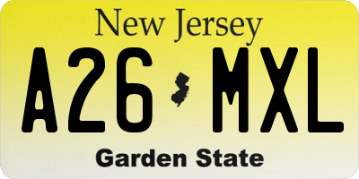 NJ license plate A26MXL