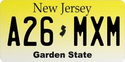 NJ license plate A26MXM