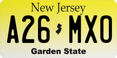 NJ license plate A26MXO