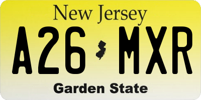 NJ license plate A26MXR