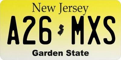 NJ license plate A26MXS