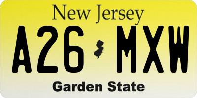 NJ license plate A26MXW