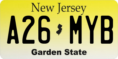 NJ license plate A26MYB