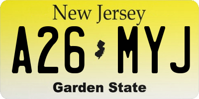 NJ license plate A26MYJ