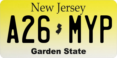 NJ license plate A26MYP
