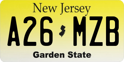 NJ license plate A26MZB
