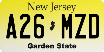 NJ license plate A26MZD