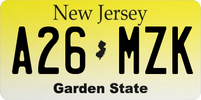NJ license plate A26MZK