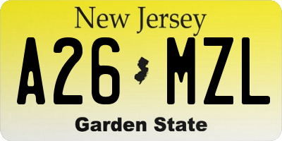NJ license plate A26MZL