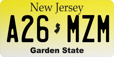 NJ license plate A26MZM