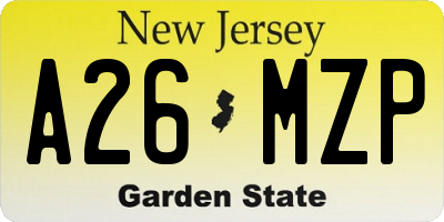 NJ license plate A26MZP